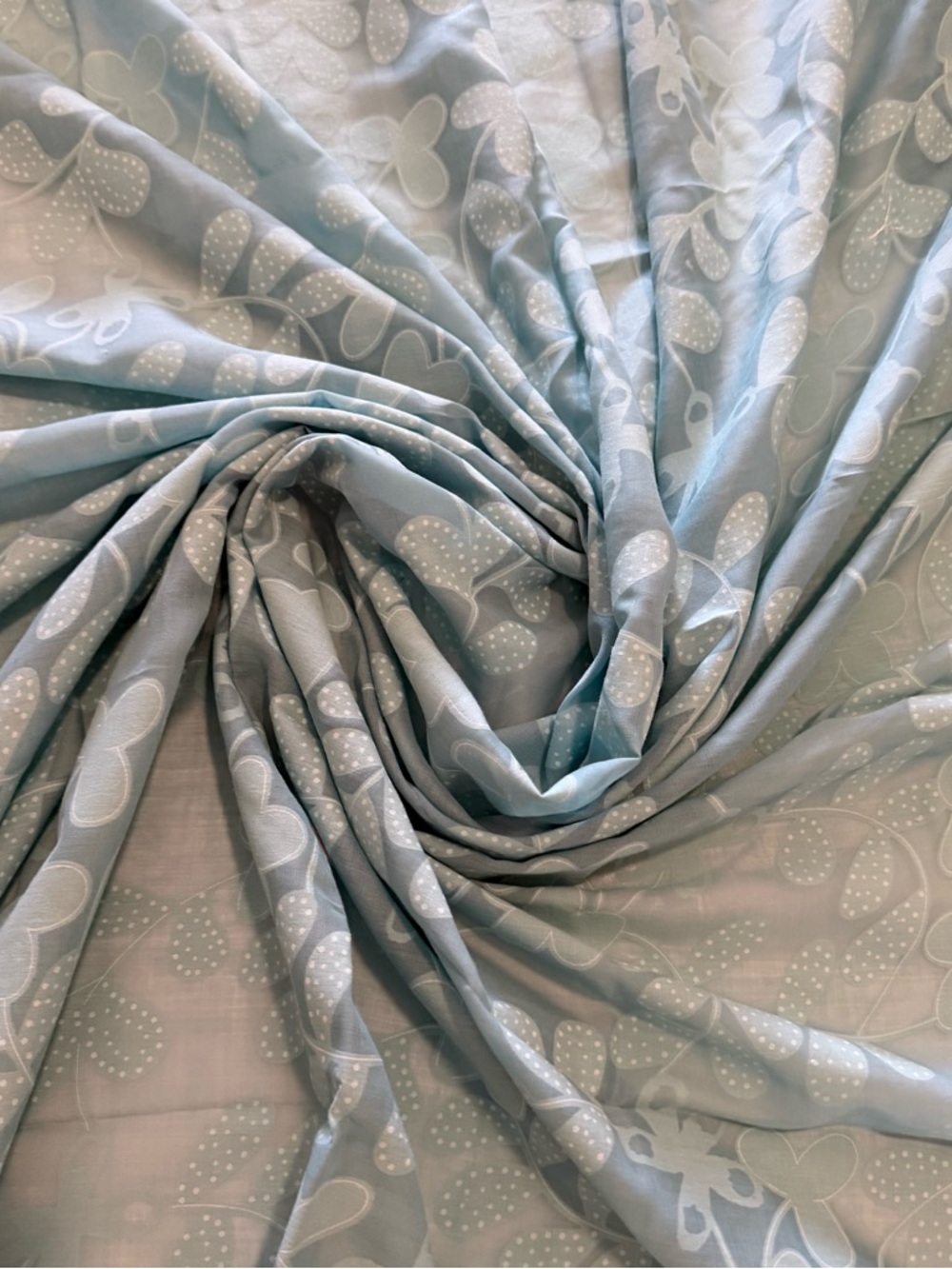 Light Blue Floral Sheer Cotton Fabric